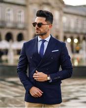 Custom Made Navy Blue Jacket Khaki Pant Wedding Suits Prom Men Suits for Wedding Groom Tuxedo Man Blazer Men's Suit 2 Pieces 2024 - buy cheap