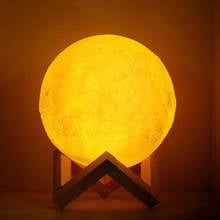 Lámpara de luna con impresión 3D recargable por USB, luz nocturna para mesa de dormitorio, regalo creativo, Luminaria recargable, 2 colores 2024 - compra barato