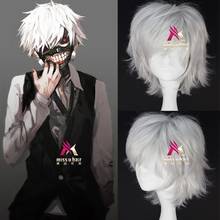 Парики из аниме «Токийский Гуль» канеки Кен, короткие прямые синтетические волосы серебристо-серого цвета для косплея, термостойкие волосы... 2024 - купить недорого