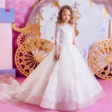 New Elegant Flower Girls Dresses High Quality Lace Applique Beading Long sleeve  Ball Gown Custom Holy Communion Party Dresses 2024 - buy cheap