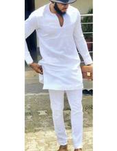 African clothes Man Shirts With Pants Fashion White Tops+Trousers Custom Made Men's Outfits African Pant Set For Party 2024 - buy cheap