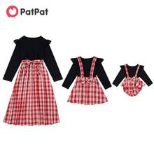 Vestido xadrez de algodão com laço, engrenagem, para a mamãe e eu, preta, túnica, vestidos para combinar com a família 2024 - compre barato