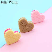 Julie wang 20 pçs biscoitos de resina encantos coração forma sanduíche biscoitos comida artificial jóias fazendo acessório decoração em miniatura 2024 - compre barato