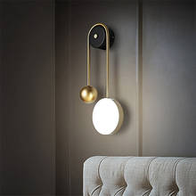 Luminária de parede com design em cobre, lâmpada led de ferro redonda minimalista para fundo de sofá, luz branca quente e leitura 2024 - compre barato