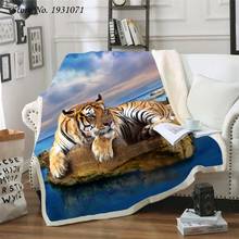 Tiger lion leopard 3D Printed Fleece Blanket for Beds Thick Quilt Fashion Bedspread Sherpa Throw Blanket Adults Kids 05 2024 - buy cheap