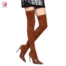 Original Intention Winter Over Knee High Sexy Boots Woman Black Brown Keep Warm Stiletto High Heels Pointed Toe Shoes Female 2024 - buy cheap