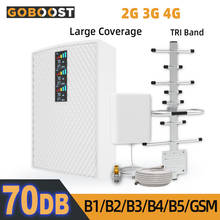 GOBOOST 4G Signal Amplifier Tri-Band 850 900 2100 Phone 3G Cellular Repeater GSM 1900 Repeater DCS CDMA Signal Booster 70dB Gain 2024 - buy cheap