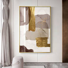 Abstract Marble Canvas Print Paintings Brown gold foil Poster Morden Wall Art Pictures on Canvas Living Room Office Home Decor 2024 - buy cheap