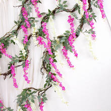 Wisteria Vine Artificial Flowers Garland Arch Wedding Decoration Fake Plant Foliage Rattan Trailing Home Wall Hanging Decor 2024 - buy cheap