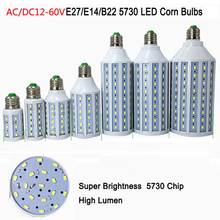 Lâmpadas led milho, 1 peça, 12v a 60v, smd 5730, luz milho 7w 10w 15w 18w 25w 30w e27 b22 12v 24v 48v, branco quente/frio, frete grátis