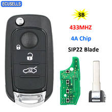 3 Button Folding Flip Remote Key Smart Car Key 433MHz 4A Chip For Fiat Egea Tipo 500X SIP22 Uncut Blade 2024 - buy cheap