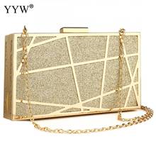 Glitter Clutch Bag Statement Jewelry Female Crossbody Bags With Chain Rectangle Gold Box Clutch Purse With Phone Wallets Bag 2024 - buy cheap