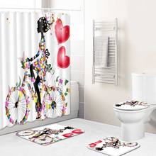 Angel Printed Waterproof Shower Curtain INS Nordic Bath Curtain Bathroom Home Toilet Cover Mat Non Slip Rug Shower Curtains 2024 - buy cheap
