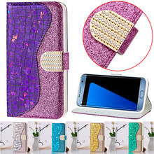 Bling Glitter Leather Case For Samsung Galaxy S7 Edge Wallet Etui Phone Cover for Samsung S10 S9 S8 Plus Flip Stand Cases Coque 2024 - buy cheap