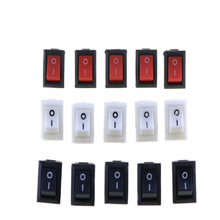 Mini interruptor basculante con pulsador, 250V, 6A, 125V, 10A, KCD1-101, 2 pines, encendido/apagado, 21x15MM, negro, rojo y blanco, 5 uds. 2024 - compra barato