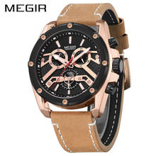 MEGIR Men Quartz Watch Relogio Masculino Military Sport Wristwatch Leather Strap Mens Reloj Chronograph Calendar Watches Homme 2024 - buy cheap