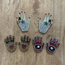 New Arrival 1 Set Handmade 3D Rhinestones Beaded Hands Patches for Shoes Clothes DIY Palm Sew on Patch 2024 - buy cheap