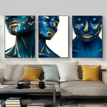 Golden Blue Girls Posters Makeup Women Canvas Printings Painting Nordic Wall Art Picture for Living Room Cuadros Home Decoration 2024 - buy cheap