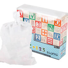 Brinquedos infantis abc/123 cubo de madeira figuras blocos educacionais aprendizado precoce brinquedos 50 peças alfabeto blocos de construção bolsa presente de natal 2024 - compre barato