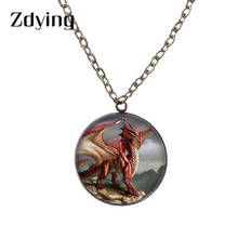 Zdying Fashion Dragon Birds Horse Glass Animal Necklace 20mm/25mm Cabochon Necklaces & Pendants Statement Punk Jewelry PT43 2024 - buy cheap