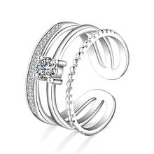 Utimtree, модные открытые кольца, 925 пробы, серебряные ювелирные изделия, многослойное кубическое циркониевое регулируемое кольцо на палец для женщин, anillos bague 2024 - купить недорого