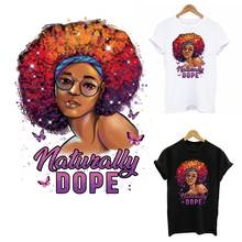 Naturalmente dope black girl glitter etiqueta de transferência de calor em roupas diy um-nível de ferro lavável em remendos térmica applique decoração 2024 - compre barato