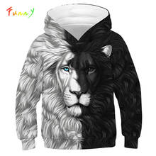 Black White Lion Wolf 3D Print Teen Girls Boys Sweatshirt 2019 Autumn Long Sleeve Kids Hoodie   Pullovers Children Hooded Coat 2024 - buy cheap