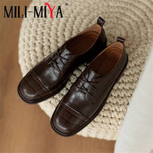 MILI-MIYA New Arrival Women Cow Leather Thick Heels Pumps Slip On Round Toe Solid Color Office Career Shoes Size 34-40 For Lady 2024 - buy cheap