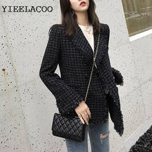 YIEELACOO-Chaqueta de Tweed de doble botonadura para mujer, traje largo ajustado, chaqueta pequeña de incienso, Otoño/Invierno, 2020 2024 - compra barato