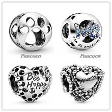 925 Sterling Silver Charm Openwork Flower Heart Mummy Charm Bead Fit Women Pandora Bracelet & Necklace Jewelry 2024 - buy cheap