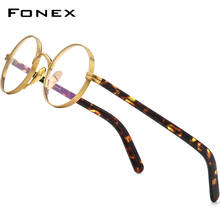FONEX Pure Titanium Glasses Men Retro Round Prescription Eyeglasses Women 2021 New Vintage Myopia Optical Eyewear F85650 2024 - buy cheap