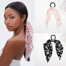 Lystrfac New Hair Ribbon Pearl Scrunchie for Women Girls Print Bow Scrunchie Elastic Hair Tie Headwear Female Hair Accessories 2024 - buy cheap