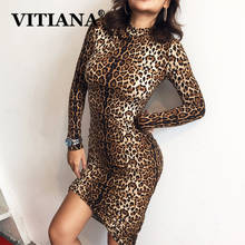 Women Leopard Print Sexy Midi Party Dress Female 2019 Autumn Long Sleeve Stretchy Slim Elegant Casual Dresses Vestidos De Fiesta 2024 - buy cheap