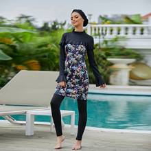 Summer Islamic Women Muslim Swimwear Dress Pants Burkini Swimsuit Print Swim Surf Wear Sport Full Suit Swimming 3 Piece Sets 2024 - buy cheap