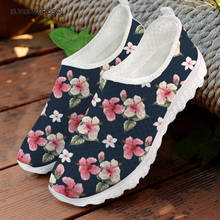 ELVISWORDS Pink Flowers Design Comfortable Ladies Walking Shoes Casual Women's Flats Shoes Lightweight Woman Air Mesh Sneakers 2024 - buy cheap