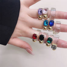 Korea Trendy Colourful Transparent Resin Acrylic Ring For Women Creative Geometric Square Round Irregular Rings Jewelry 2024 - buy cheap