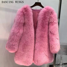 Casaco feminino pele de raposa real, jaqueta feminina inverno pele inteira quente rosa cor natural casaco de pele de raposa 2024 - compre barato