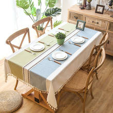 Toalha de mesa decorativa clássica de linho xadrez com borla, retangular à prova d'água, para casamento, toalha de mesa de jantar 2024 - compre barato