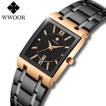 WWOOR-reloj cuadrado de cuarzo para mujer, cronógrafo de lujo, con fecha, color negro y rosa, resistente al agua, 2021 2024 - compra barato