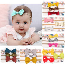 Nishine New 3pcs/lot Cute Baby Bows Headband Sets Hair Bows Elastic Nylon Girls Kids Hairbands Children Photography Props 2024 - buy cheap