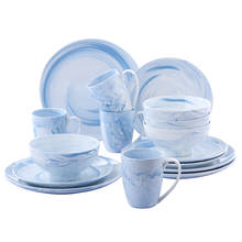 Набор посуды Vancasso CLARA из 16 предметов с синим узором, керамический фарфоровый обеденный набор с 4 * обеденными тарелками, тарелкой для десерта, чашей, чашей, чашкой, 4 2024 - купить недорого