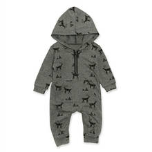 Newborn Clothes Boy Hooded Baby Boys Zip up Animal Printed Romper Kid Jumpsuit Kids Outfits Baby One-Piece 2024 - buy cheap