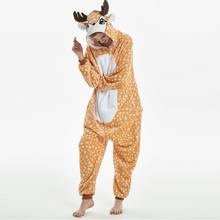 Pijama con capucha de ciervo Kigurumi para hombre y mujer, ropa de dormir de franela completa, cálida, de animales 2024 - compra barato