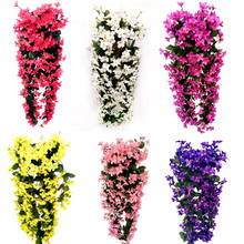 Настенная подвесная Корзина цветок Орхидея, цветы из шелка Модные фиолетовые Искусственные цветы винограда из дома Свадебная вечеринка уличный светильник украшения 2024 - купить недорого