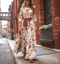 Boho floral printed maxi dress sukienka Casual Lady Bohemian Summer Long Dress Women O-neck 1/2 Sleeve Beach Dresses 2024 - buy cheap