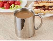 304 stainless steel double layer mug with heat insulation cover milk scald proof coffee cup 2024 - buy cheap