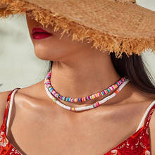 Collar de cadena de arcilla polimérica para mujer, Gargantilla colorida y ajustable, estilo bohemio, regalo, 2020 2024 - compra barato