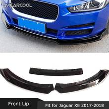 Передний спойлер для губ Jaguar XE 2017-2018, АБС-пластик, блеск, черный, 3 шт./компл., защитный бампер для подбородка, лопатка для стайлинга автомобиля 2024 - купить недорого