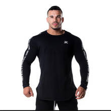 New Fashion High-elasticity Sporting T-shirt Men long Sleeve Fitness Men's solid gyms Bodybuilding T-shirt Tee 2024 - buy cheap