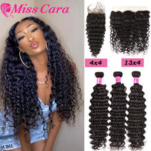 Pacotes de onda profunda de miss cara com frontal 10a tecer cabelo virgem com frontal indiano onda profunda cabelo humano pacote com fechamento 2024 - compre barato